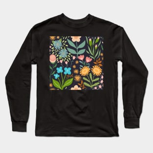 Flower garden on black Long Sleeve T-Shirt